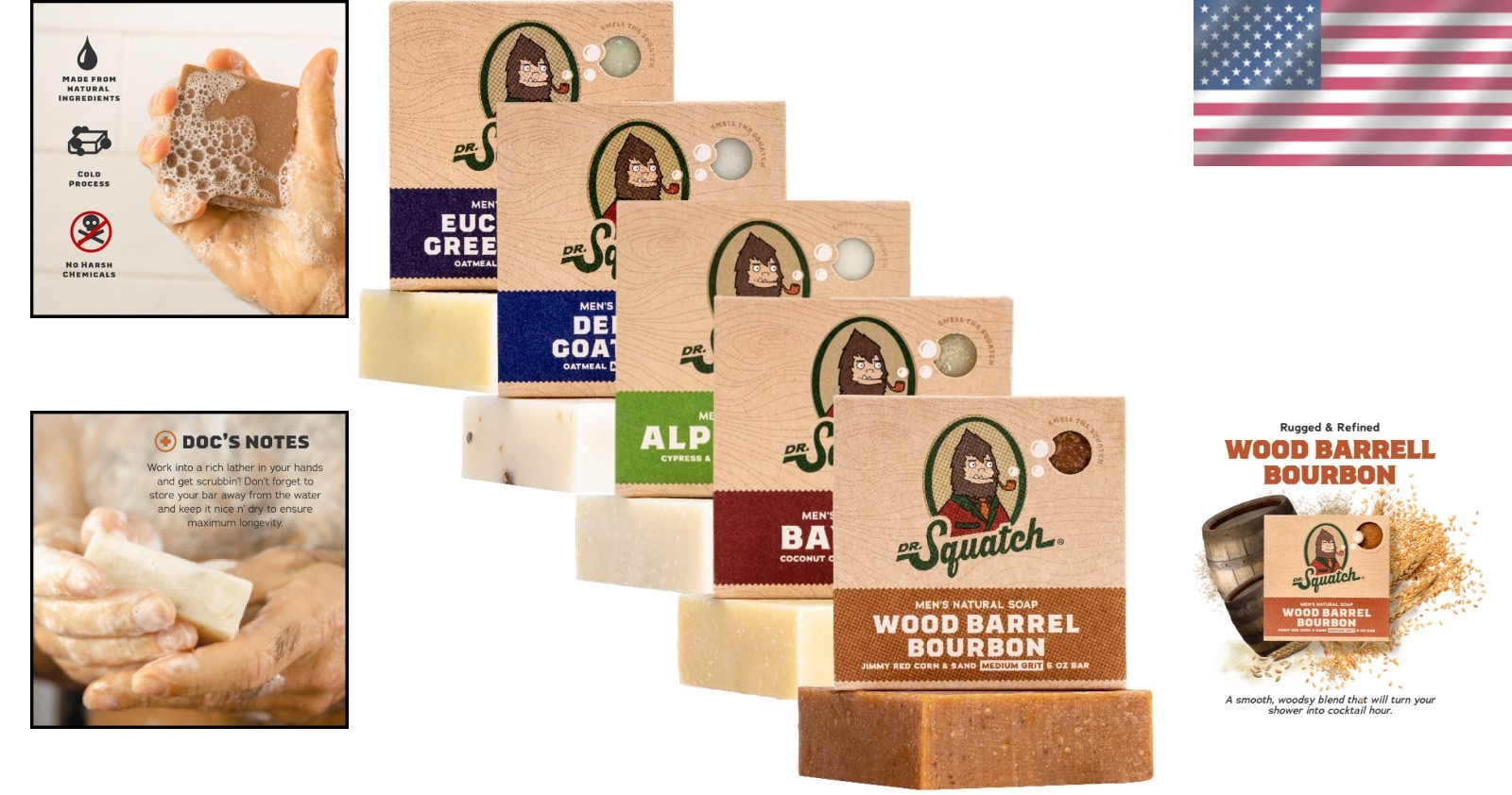 Natural Cold Process Soap for Men – 5 Scents, 5 oz Bars, Gentle and Nourishing