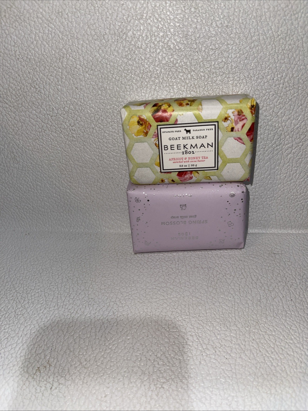 2 Bar Lot Beekman 1802 Goat Milk Soap Apricot & Honey Tea,Spring Blossom 3.5 oz