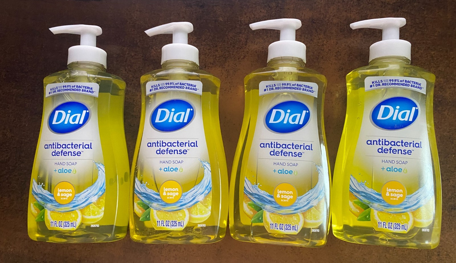 4x11oz. Dial LEMON & SAGE Liquid Hand Soap Wash Pump Anti Bacterial KILLS 99%