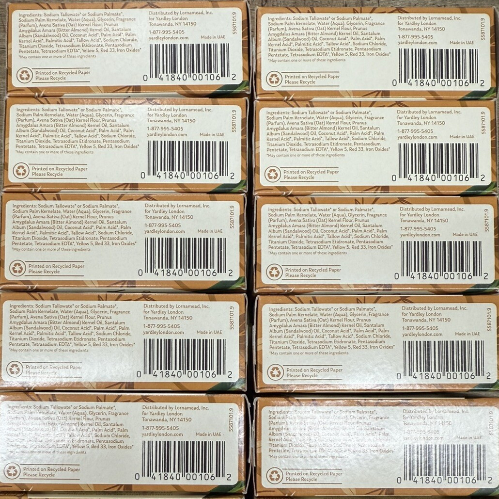 Yardley London Oatmeal & Almond Moisturizing Bath Soap 4 oz Each 12pc