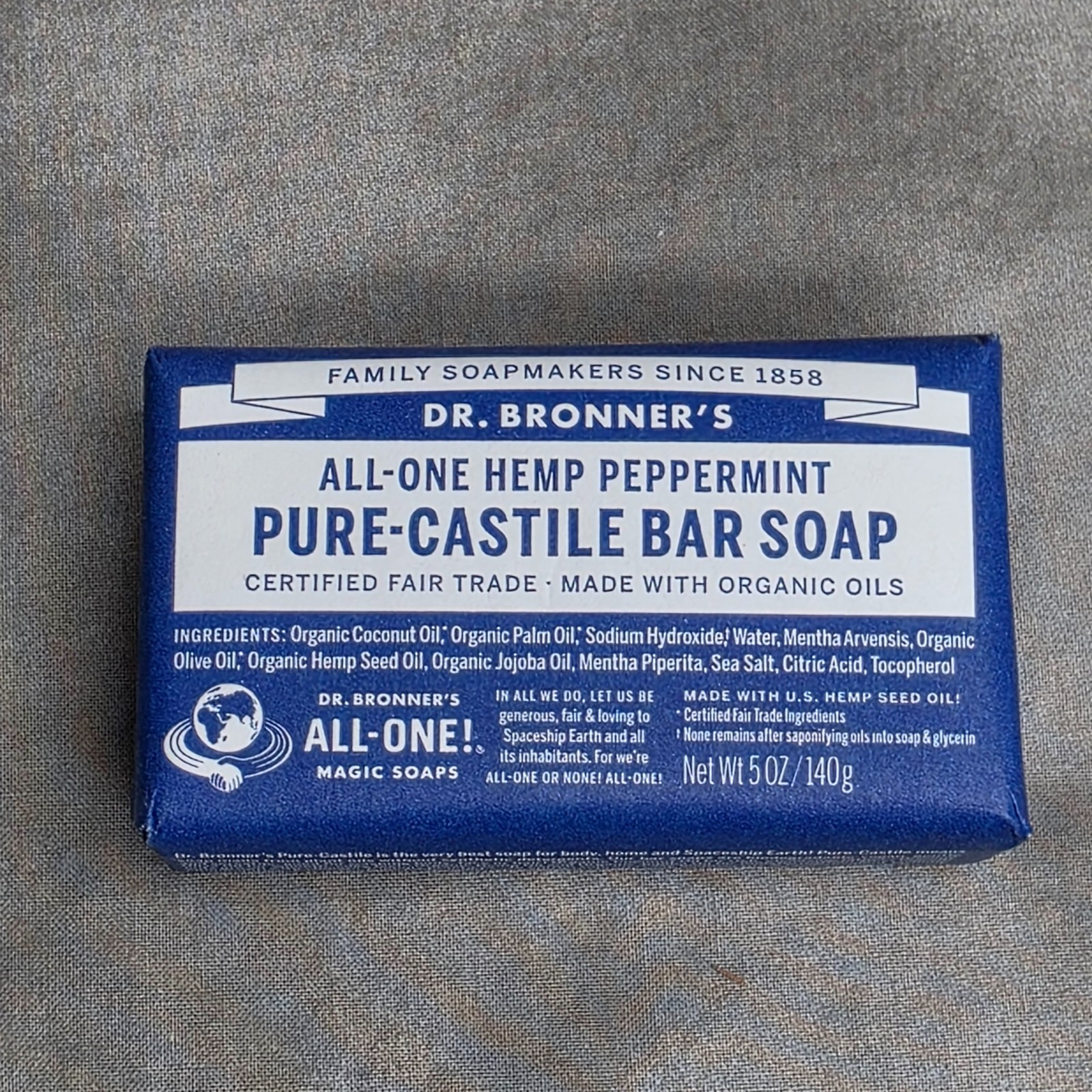 4 PACK-DR BRONNER’S Pure Castile Bar Soap Hemp Peppermint & Organic Oils 5oz