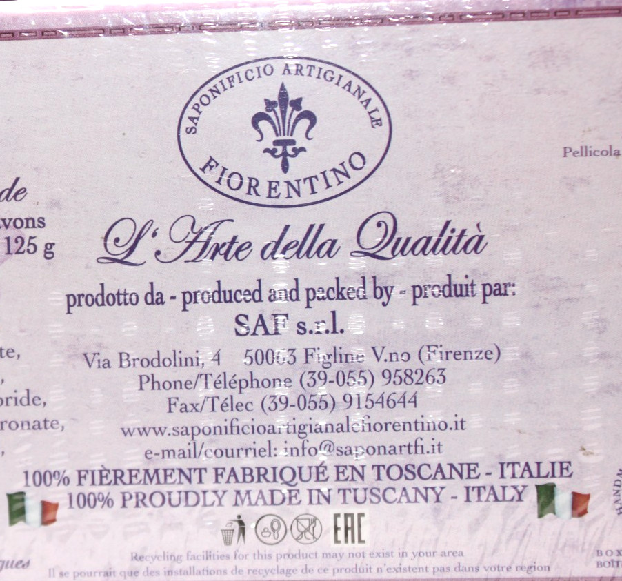 Saponificio Artigianale Fiorentino Tuscan Lavender Bath Soap, 3 x 4.40 oz Sealed