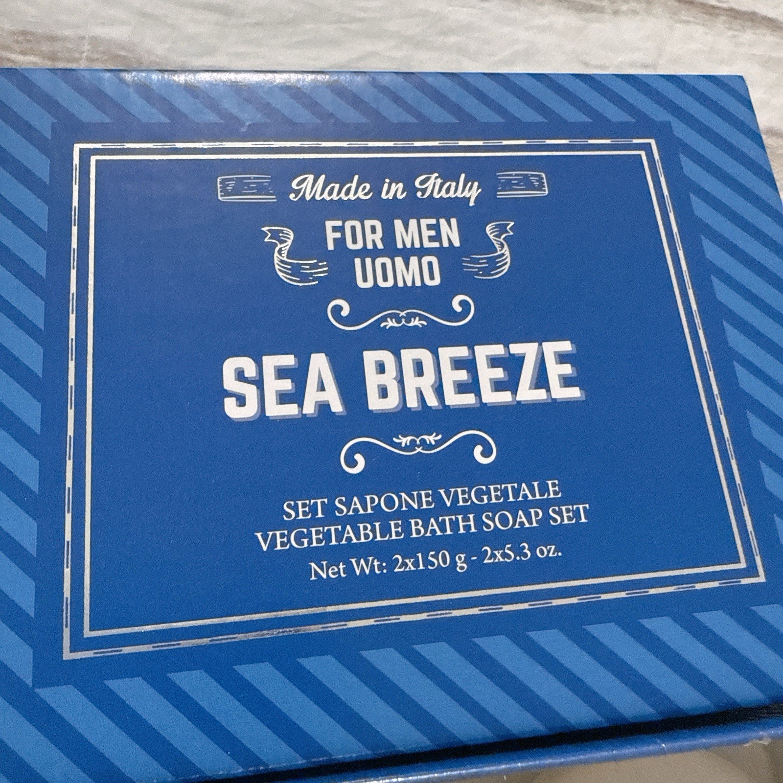 SAPONERIE MARIO FISSI SRL 2×5.3 Oz SEA BREEZE Men Bar Soaps GIFTBOX Italy