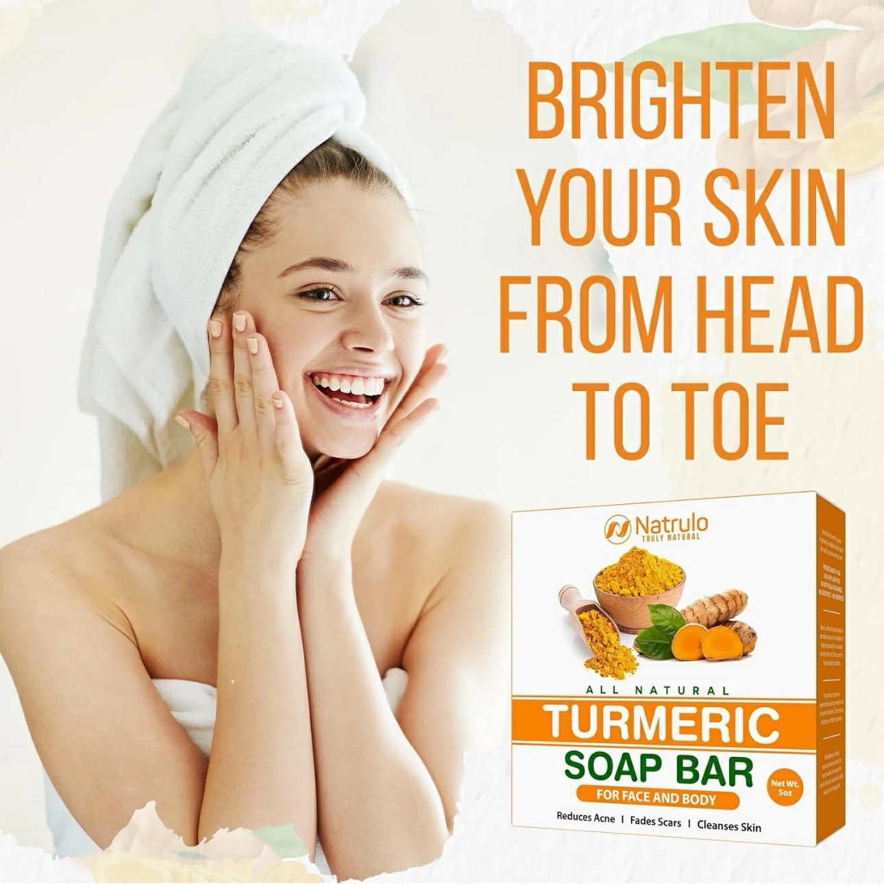 Natural Turmeric Soap Bar for Face & Body – Turmeric Skin Brightening Soap for D