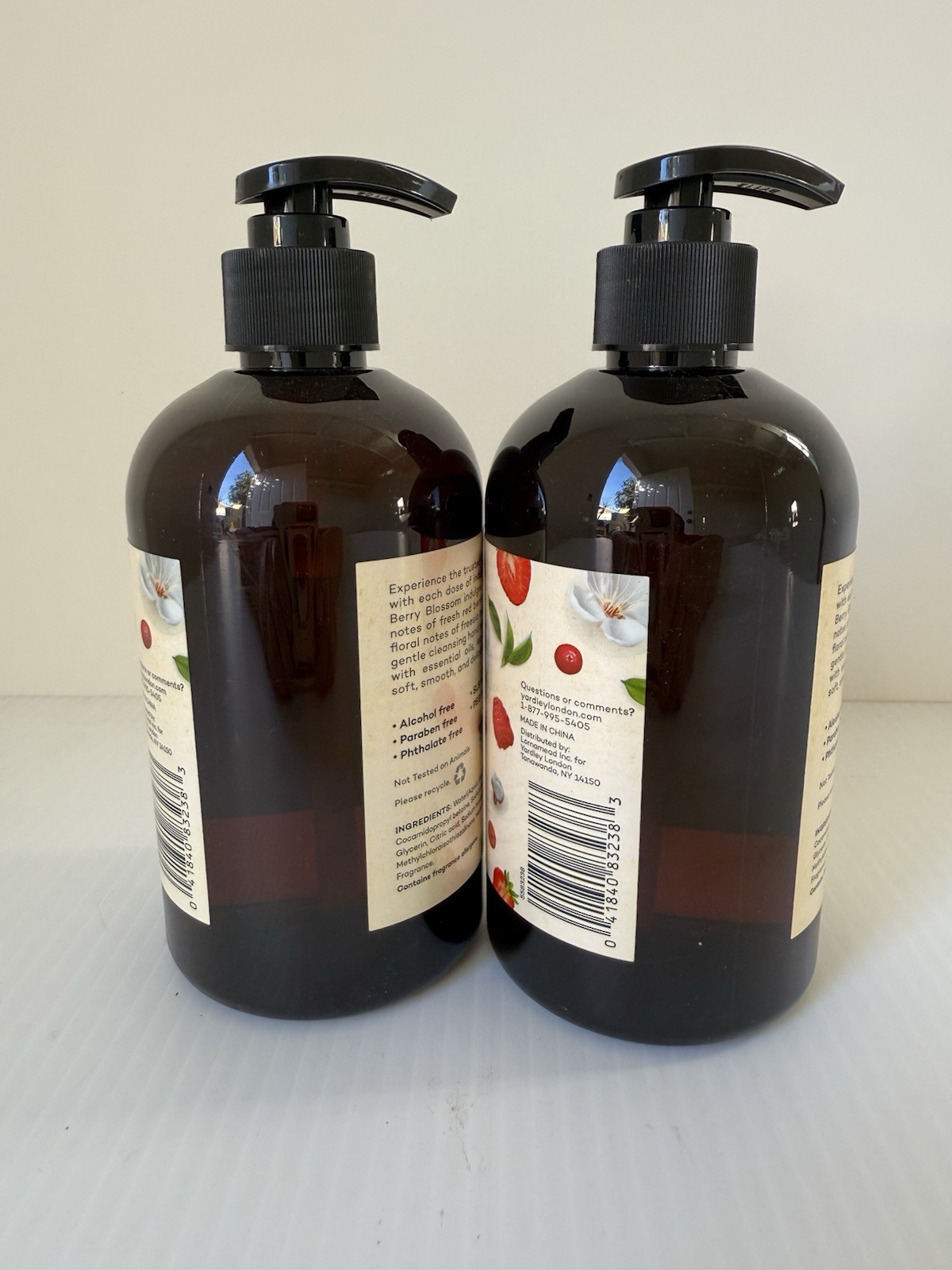 Lot of 2 Yardley Berry Blossom Moisturizing Liquid Hand Soap 14 Fl Oz Each