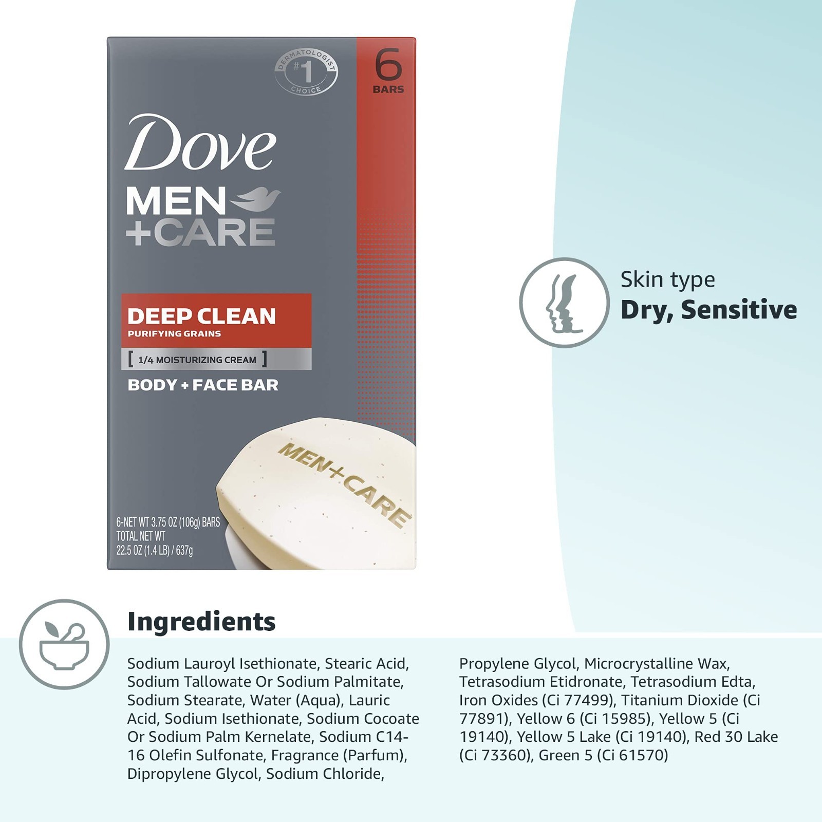Deep Clean Body & Face Soap Bars with Purifying Grains, 3.75 oz, 12 Pack