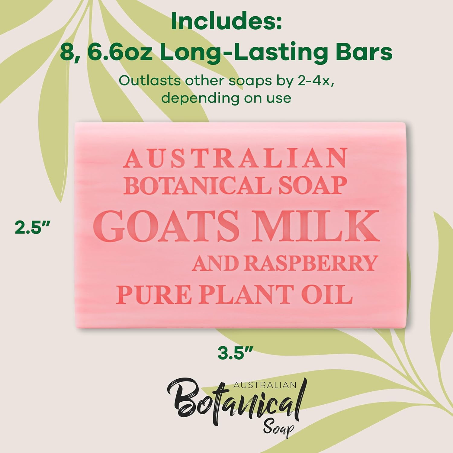 Australian Botanical Goats Milk Soap and Raspberry, 6.6 OZ, Triple Milled Bars m