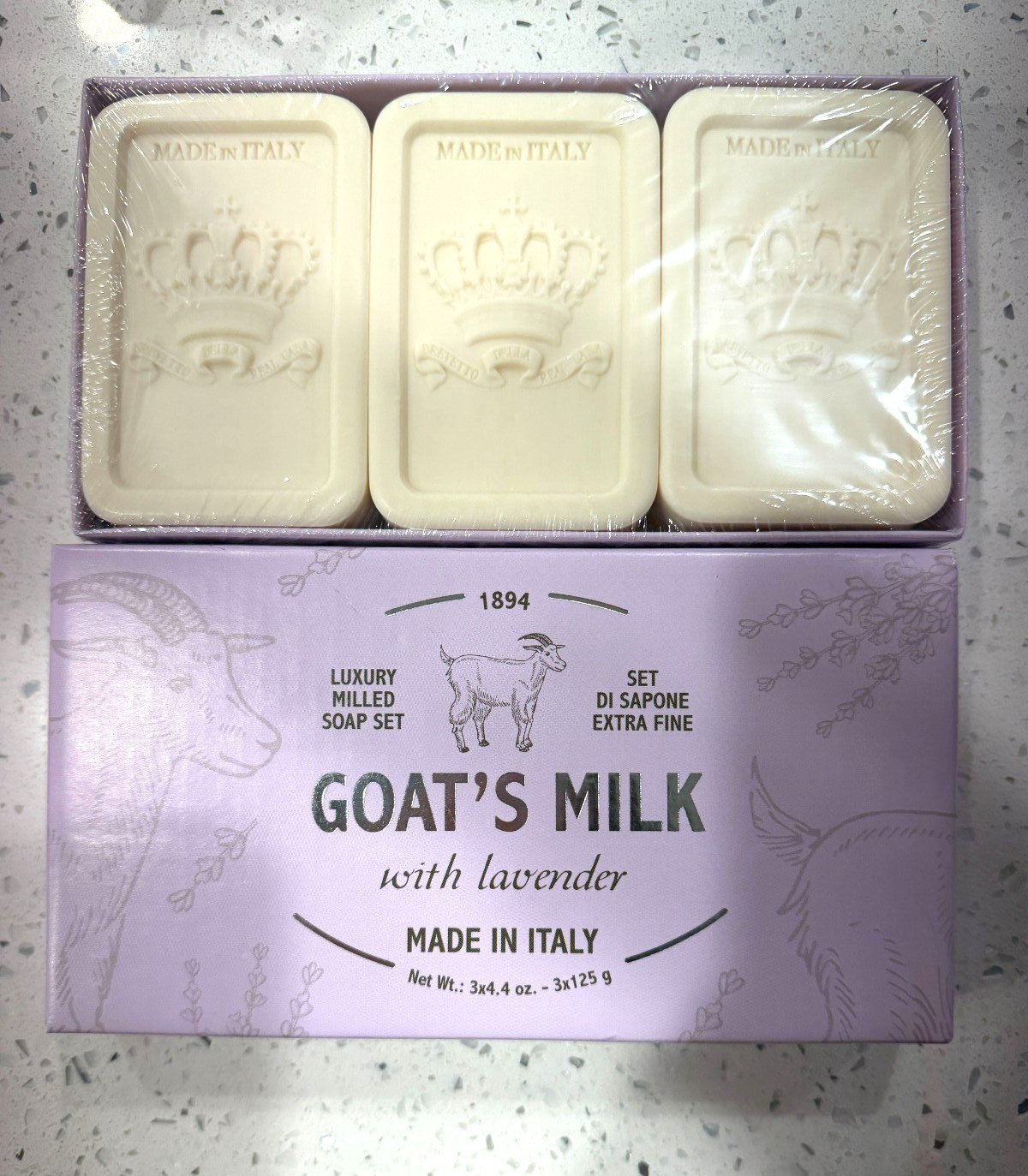 Saponerie Mari Goat’s Milk Soap Lavender Italy Set of 3x 4.4 oz 0% Preservatives