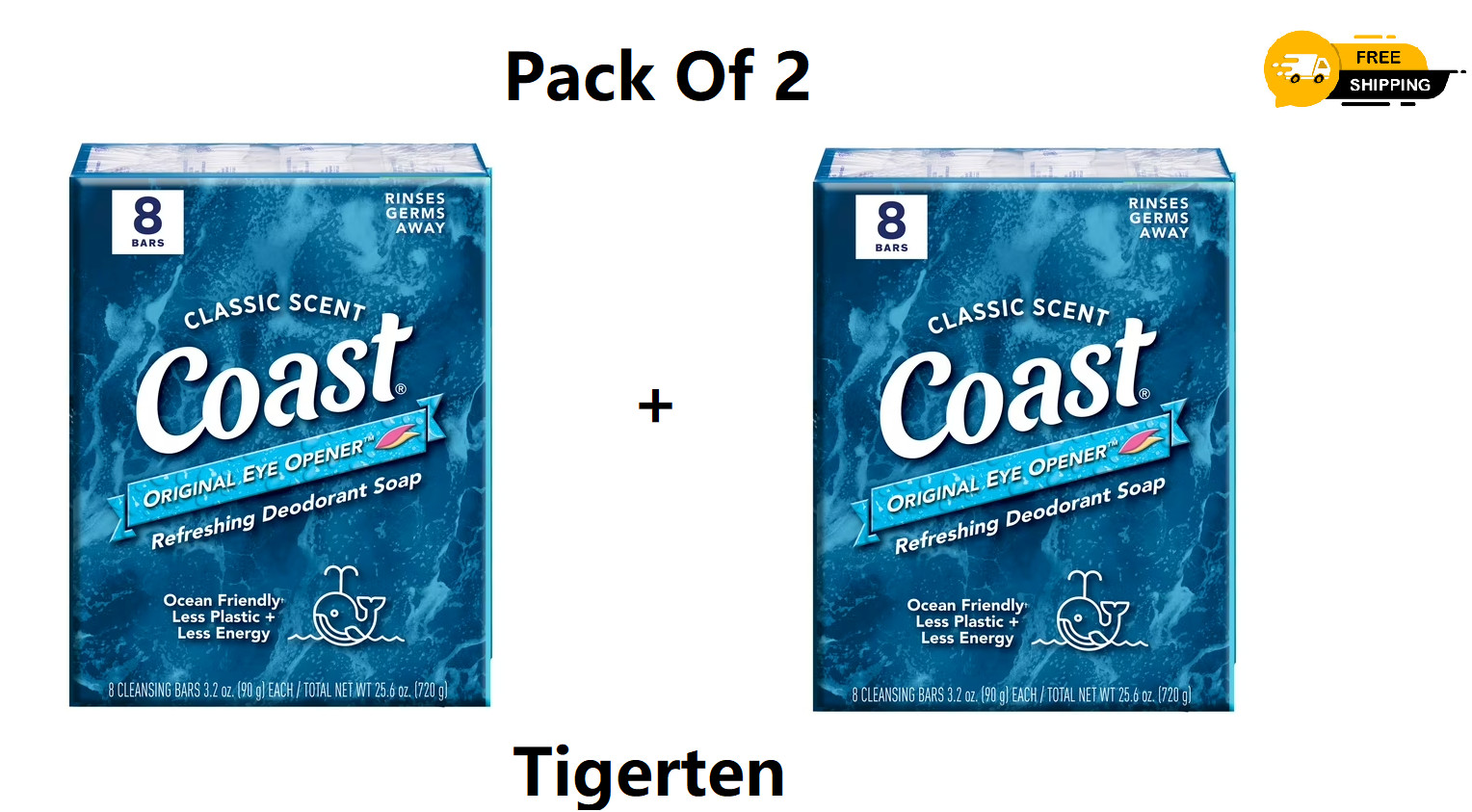 Coast Refreshing Deodorant Bar Soap, for All Skin Types, Classic, 3.2 oz, 16Bars