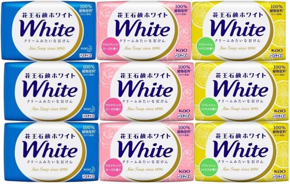 Kao White Cream-like Foam Soap Solid Soap 3 Fragrances 130g 9pac Japan