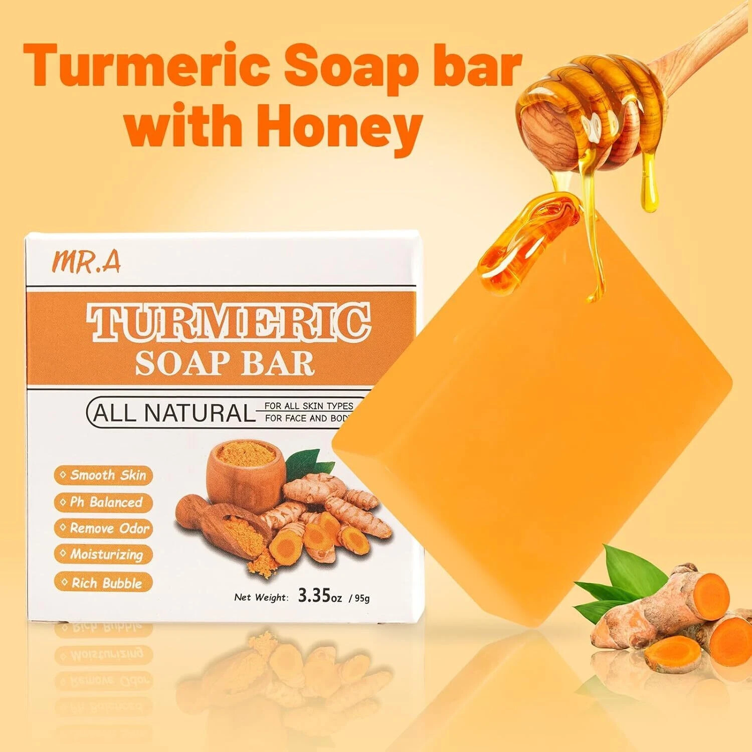 Turmeric Soap Bar and Turmeric Facial Mist, 2PCS Organic Tumeric Soap