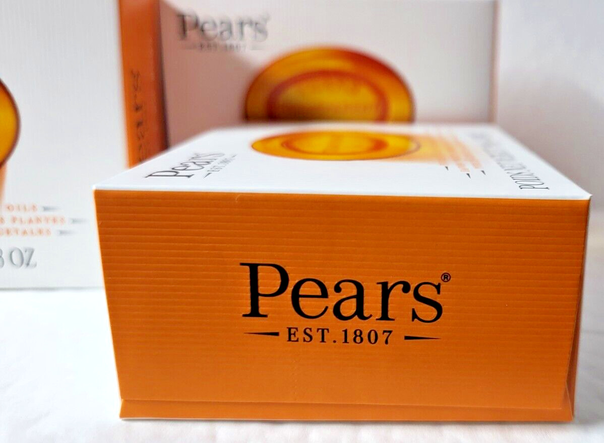 Lot of 4 Pears Transparent Glycerin Bar Soaps Orange 3.53 oz Each Pure & Gentle