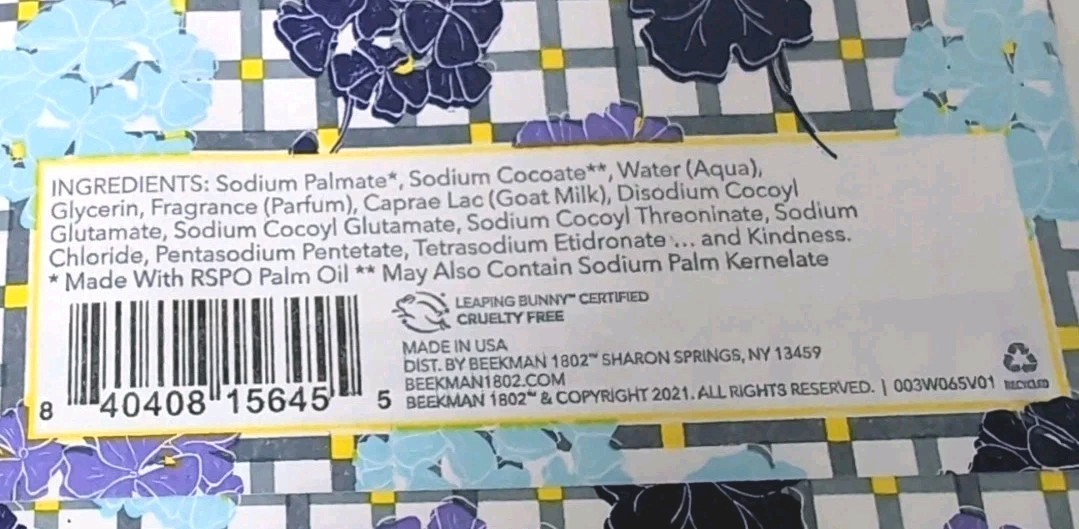 Beekman 1802 Moonlit Geranium & Iris Goat’s Milk Bar Soap 9 oz New