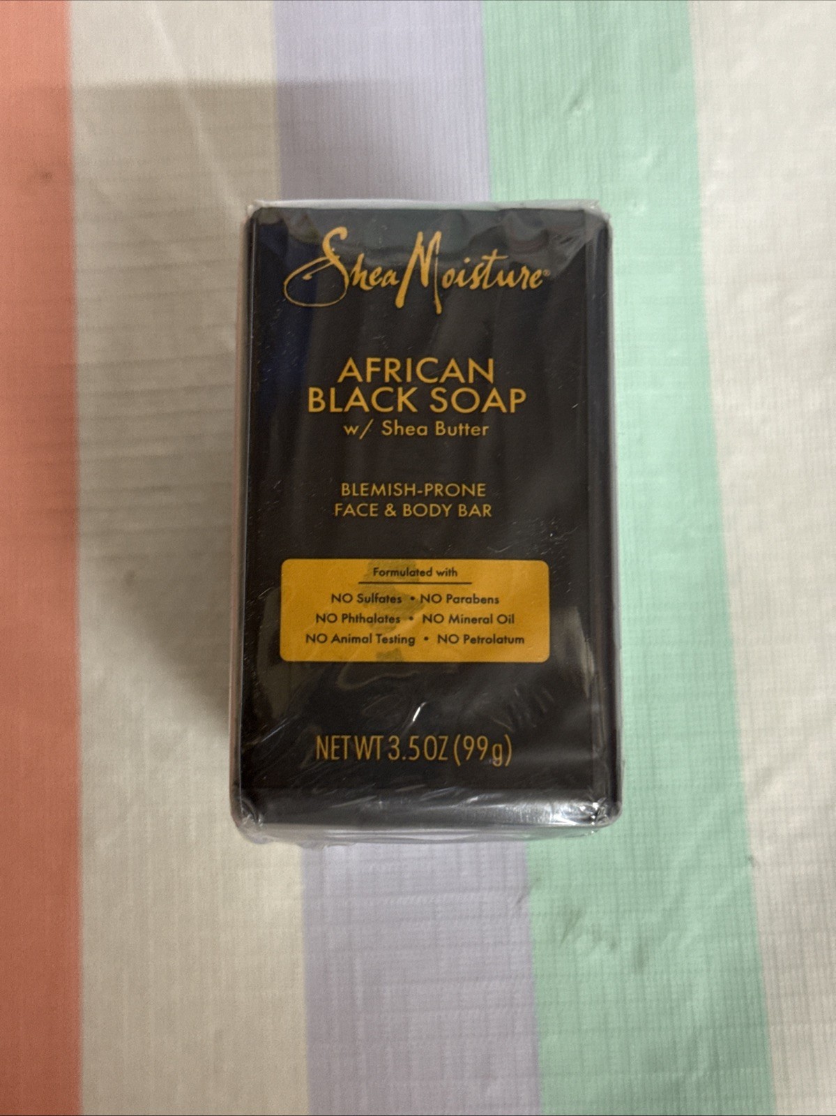 LOT (4) SHEA MOISTURE AFRICAN BLACK SOAP BLEMISH-PRONE FACE & BODY SOAP 3.5 OZ
