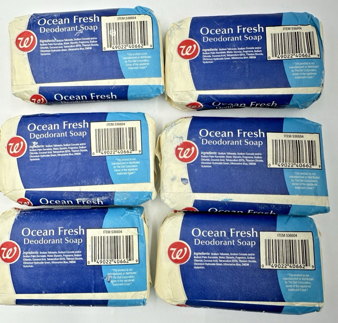 6 Walgreens Ocean Fresh Deodorant Bar Soap 4 oz NOS Made in Canada Vintage HTF