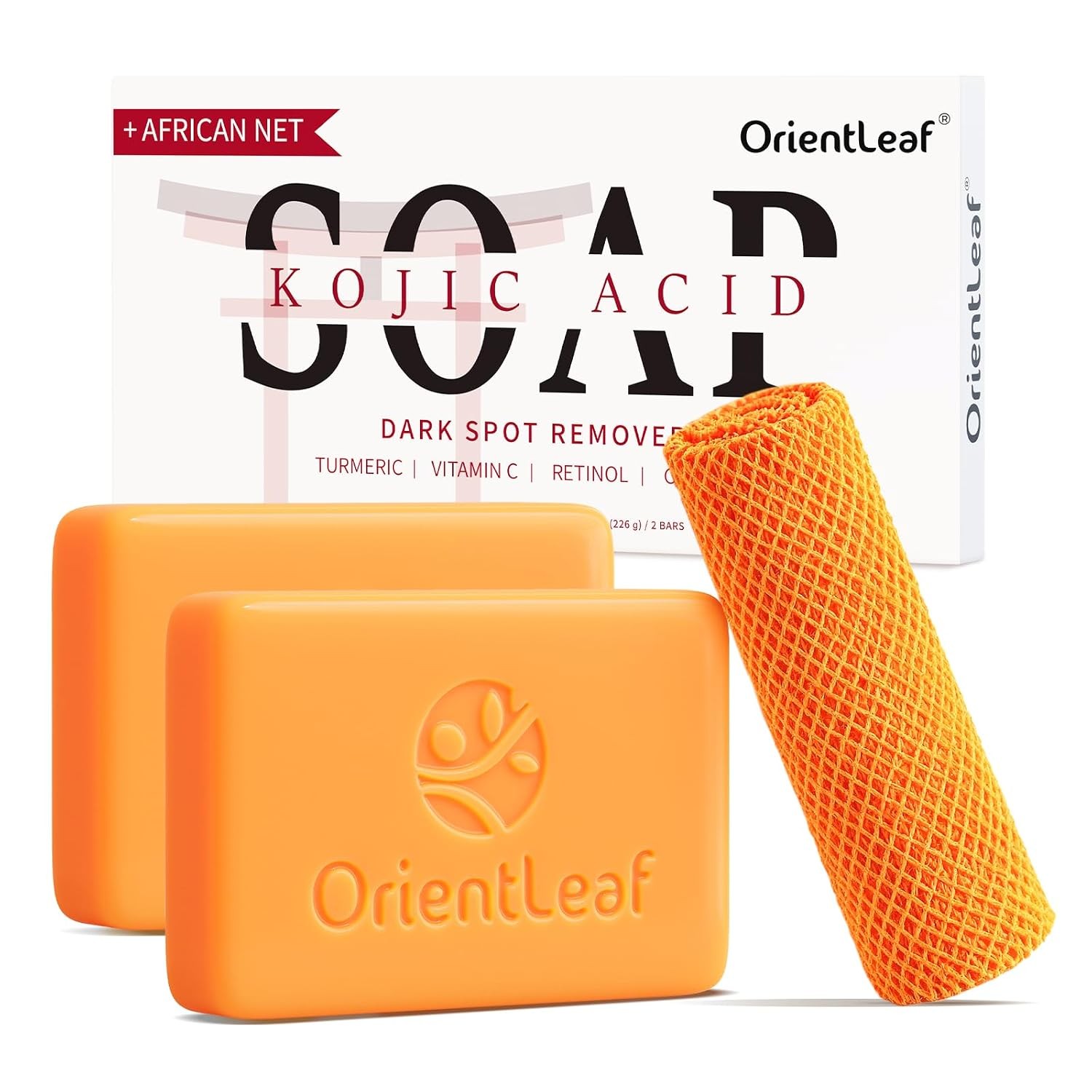 ORIENTLEAF Kojic Acid Turmeric Soap Bar 3 Pack Citrus Face Body Cleanser Care