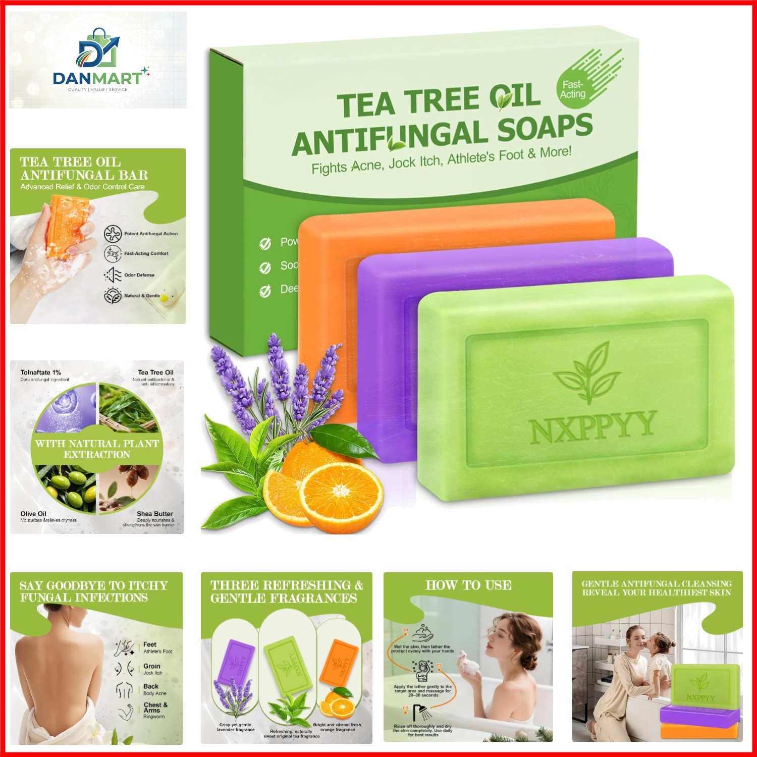 Antifungal Soap-Antibacterial Soap Bar with Tea Tree Oil- Body & Face Wash fo…