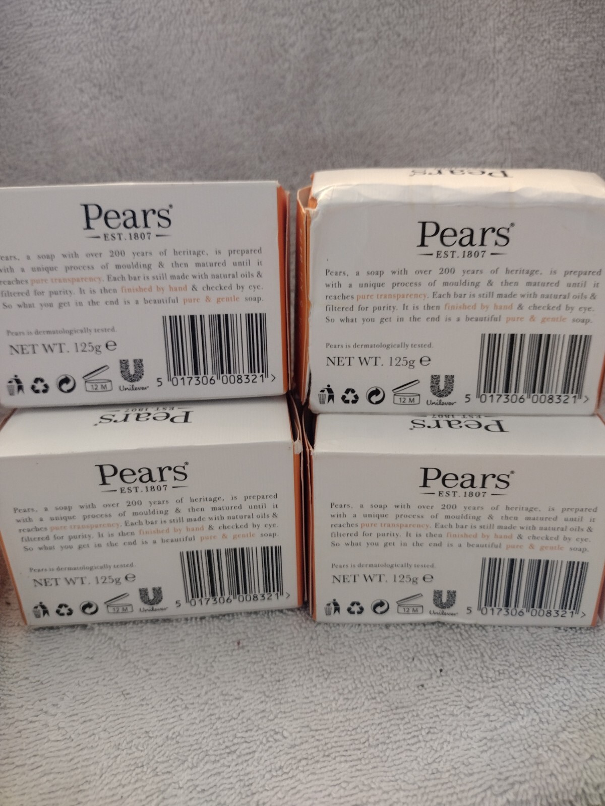 Pears Pure & Gentle Bar Soap With Natural Oils {PACK OF 6} 125g Each