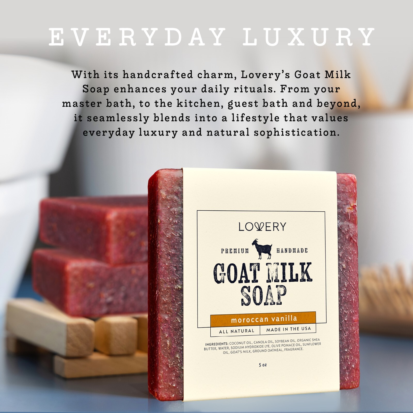 Handmade Goat Milk Soap, Moroccan Vanilla Scent, Goats Milk Soap Bar, Made in US