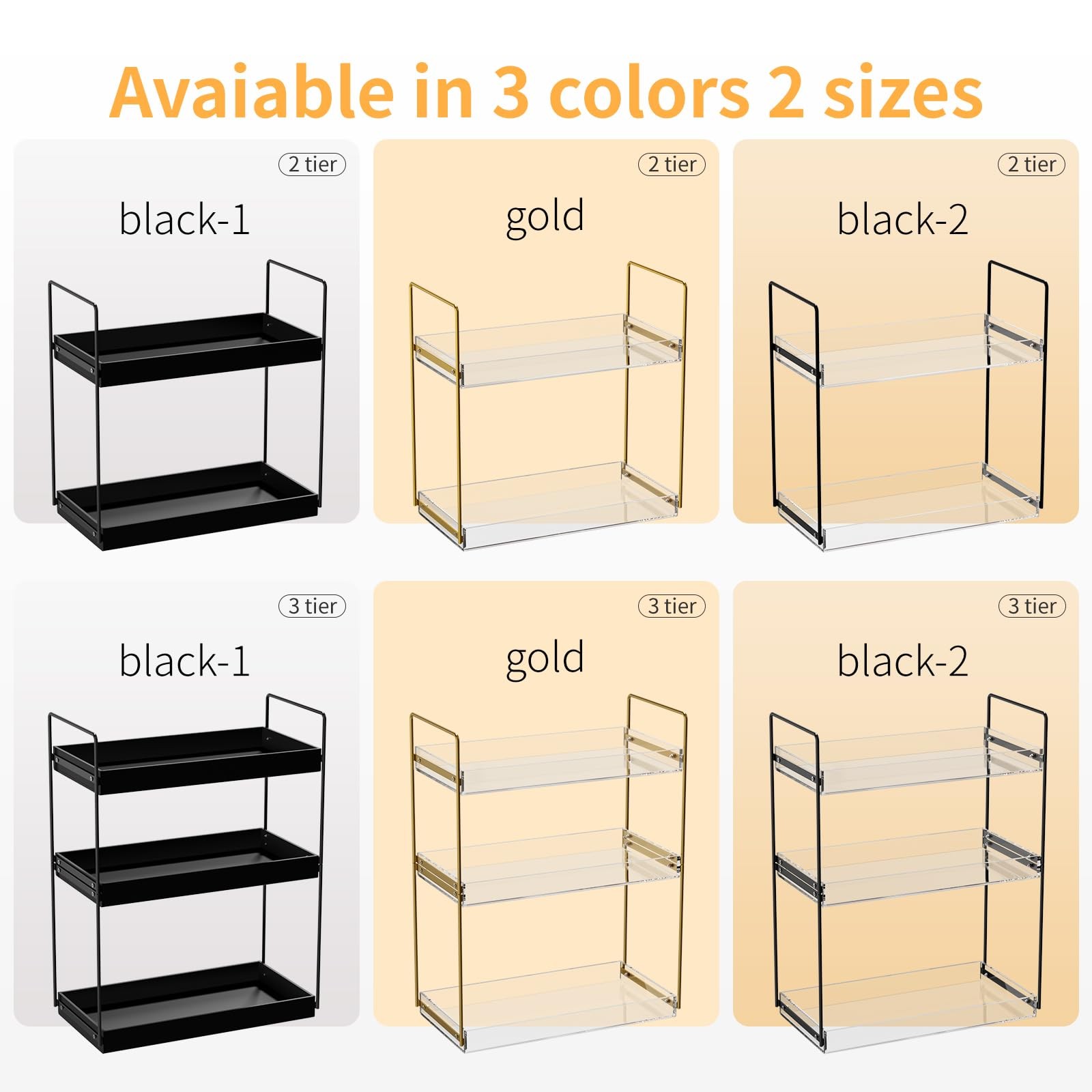 2 Tier Acrylic Bathroom Countertop Organizer Tray – Vanity, Skincare Storage