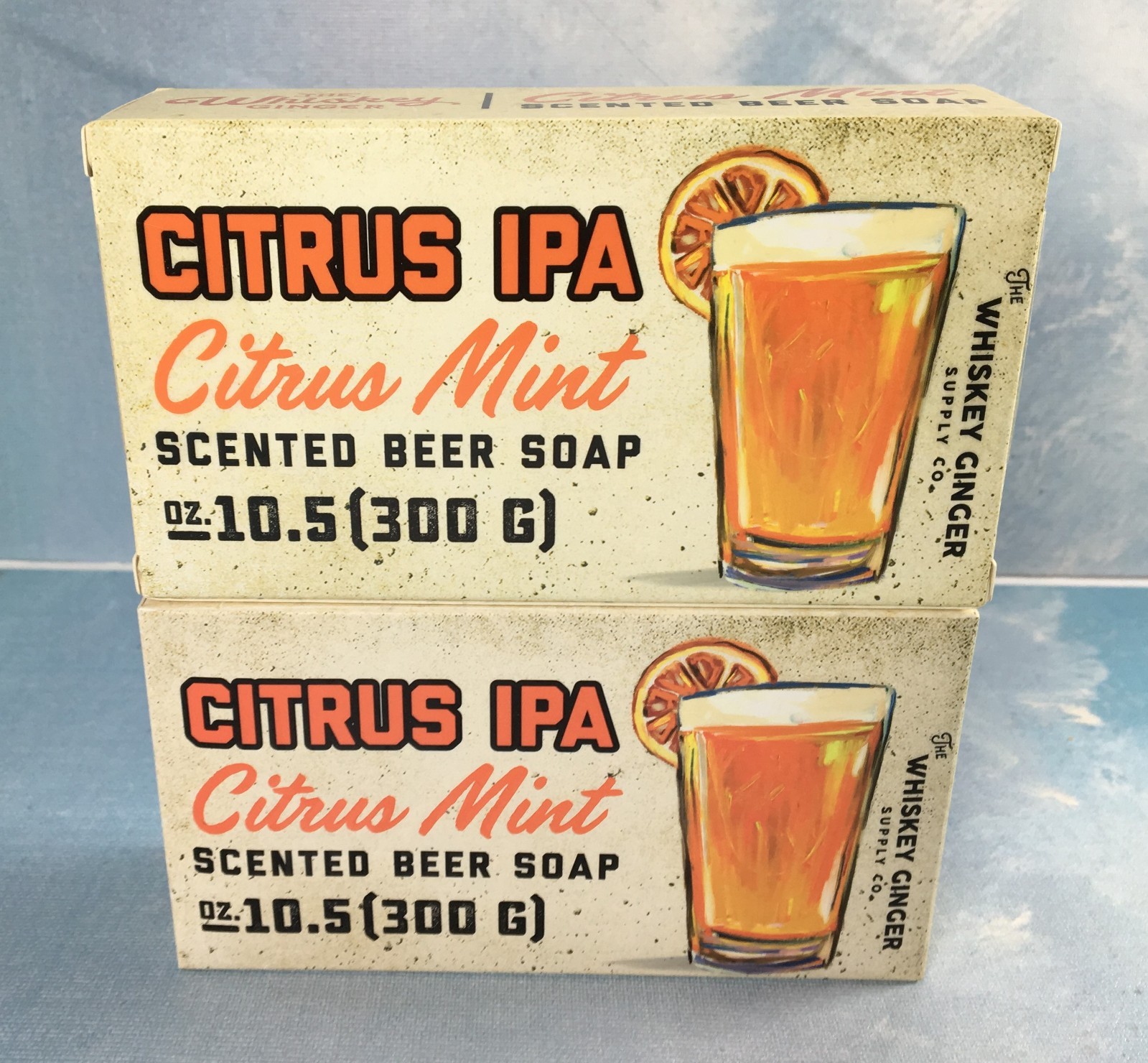The Whiskey Ginger Co. Citrus Mint Beer Soap, 2 Pack, 10.5 oz (300 g) Each
