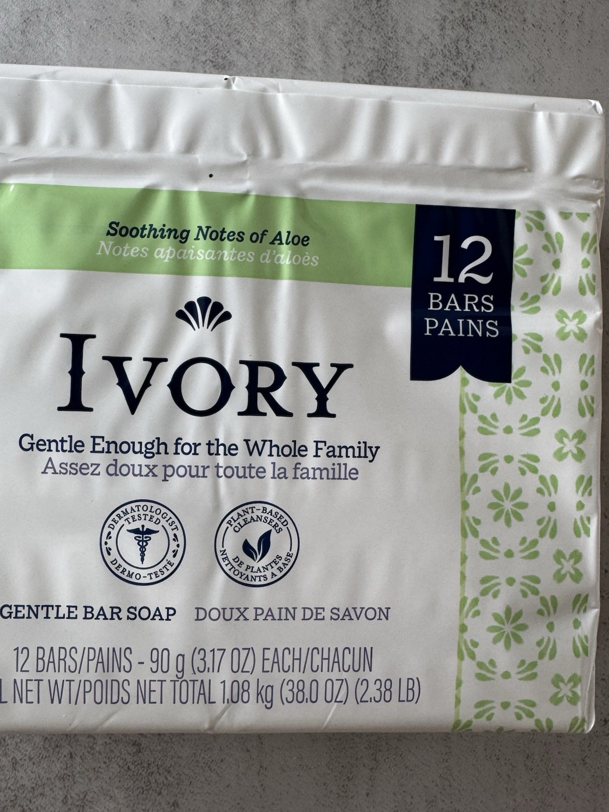 Ivory Gentle Bar Soap with Aloe – 12 Bars | All Skin Types | Hydrating
