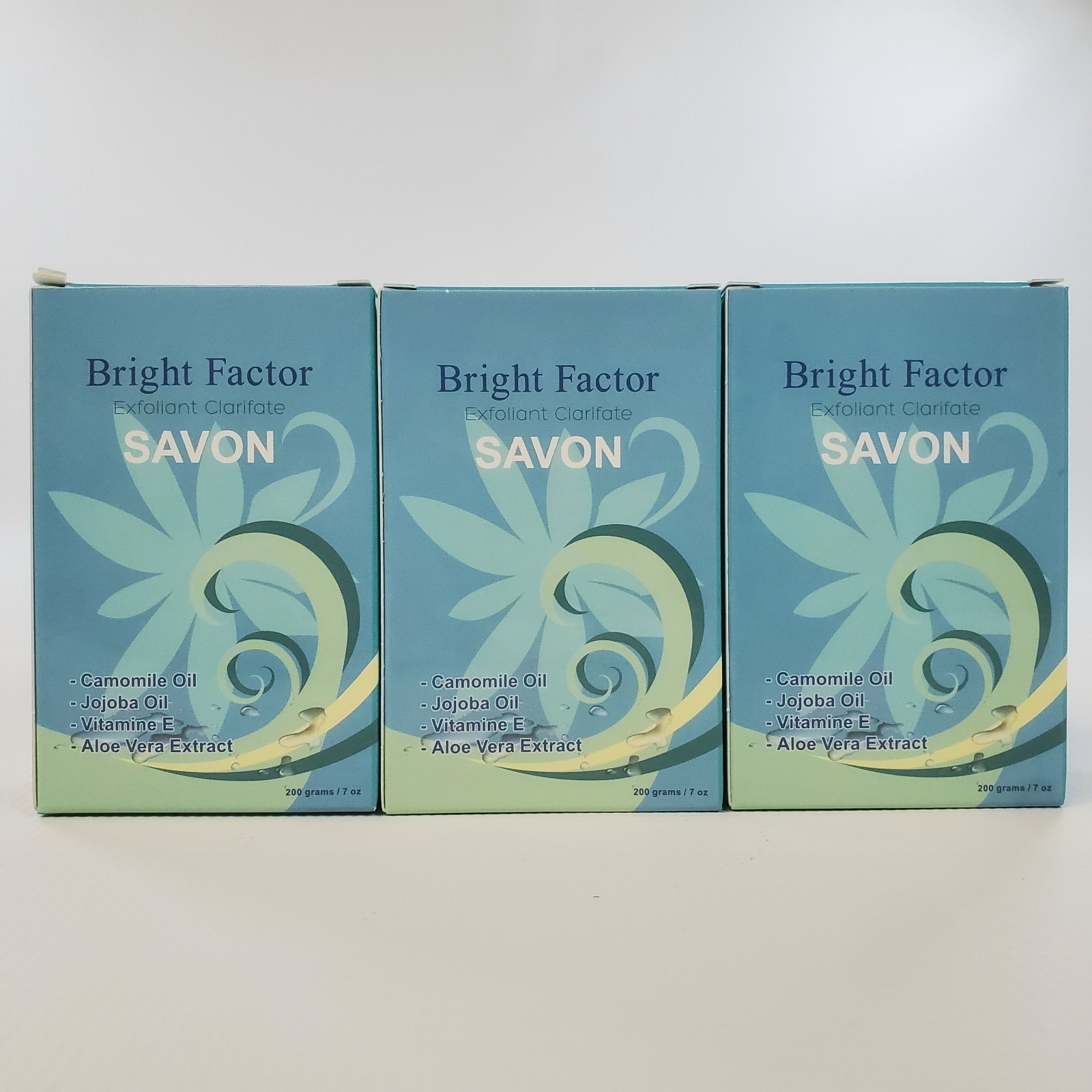 Bright Factor Savon Exfoliating Soap – Pack of 3 x 7oz (200g) – Jojoba Oil Aloe