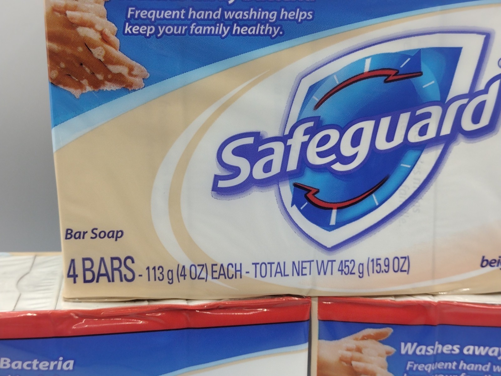 Safeguard:Antibacterial Deodorant Soap Bar Eliminates 99% Bacteria 4ct Pack of 3