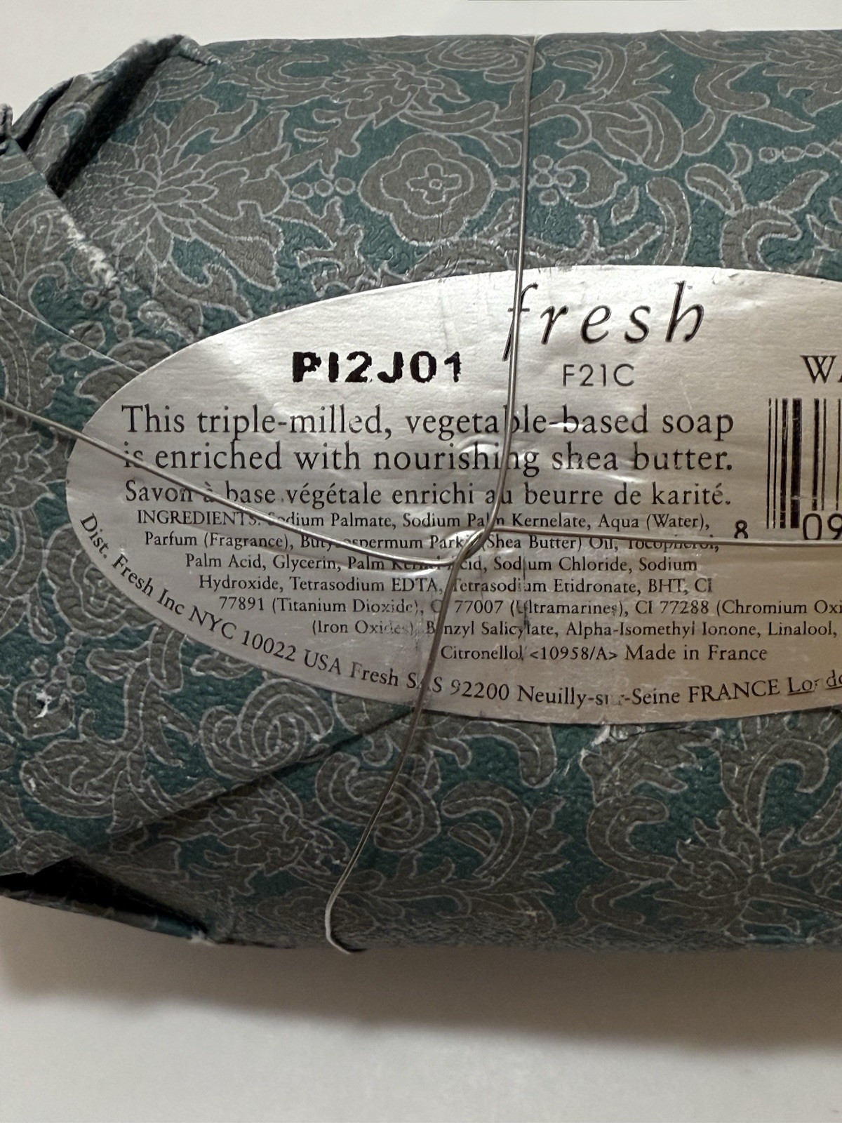 Fresh Waterlily Oval Soap 8.8oz 250g NEW No Box Triple Milled Vegetable-based