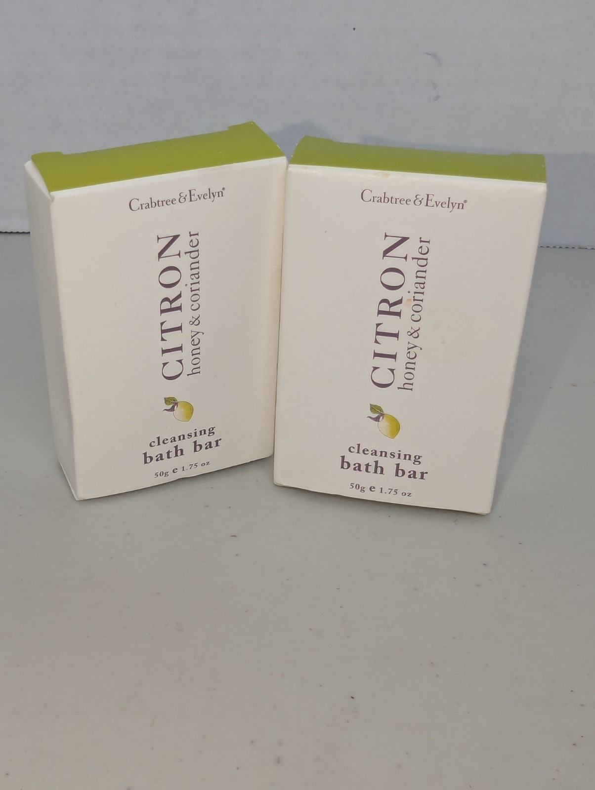 2 Crabtree & Evelyn Citron Honey & Coriander Bath Bar 1.75 Oz