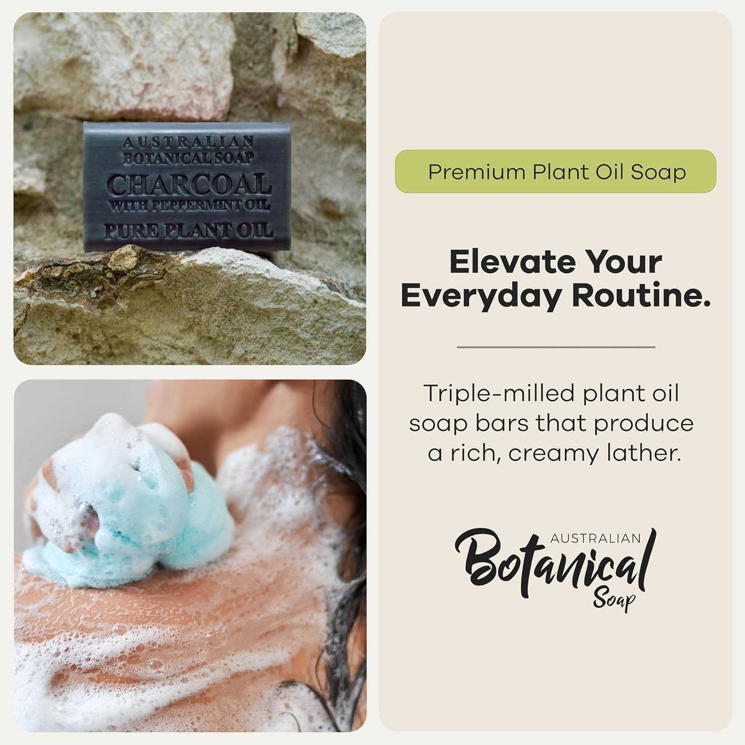 Australian Botanical Black Soap with Peppermint Oil – 8 Bars