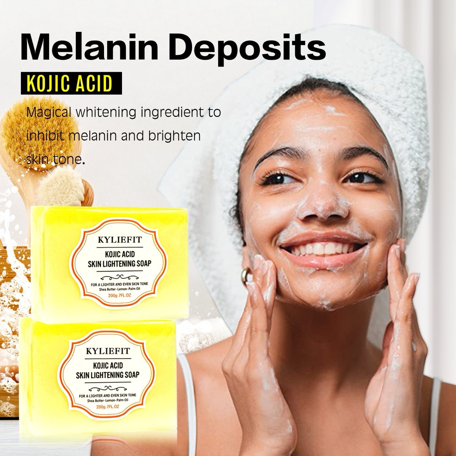 Kojic Acid Lightning & Arbutin Whit3ning & Arabica Coffee Exfoliating Soap Bar