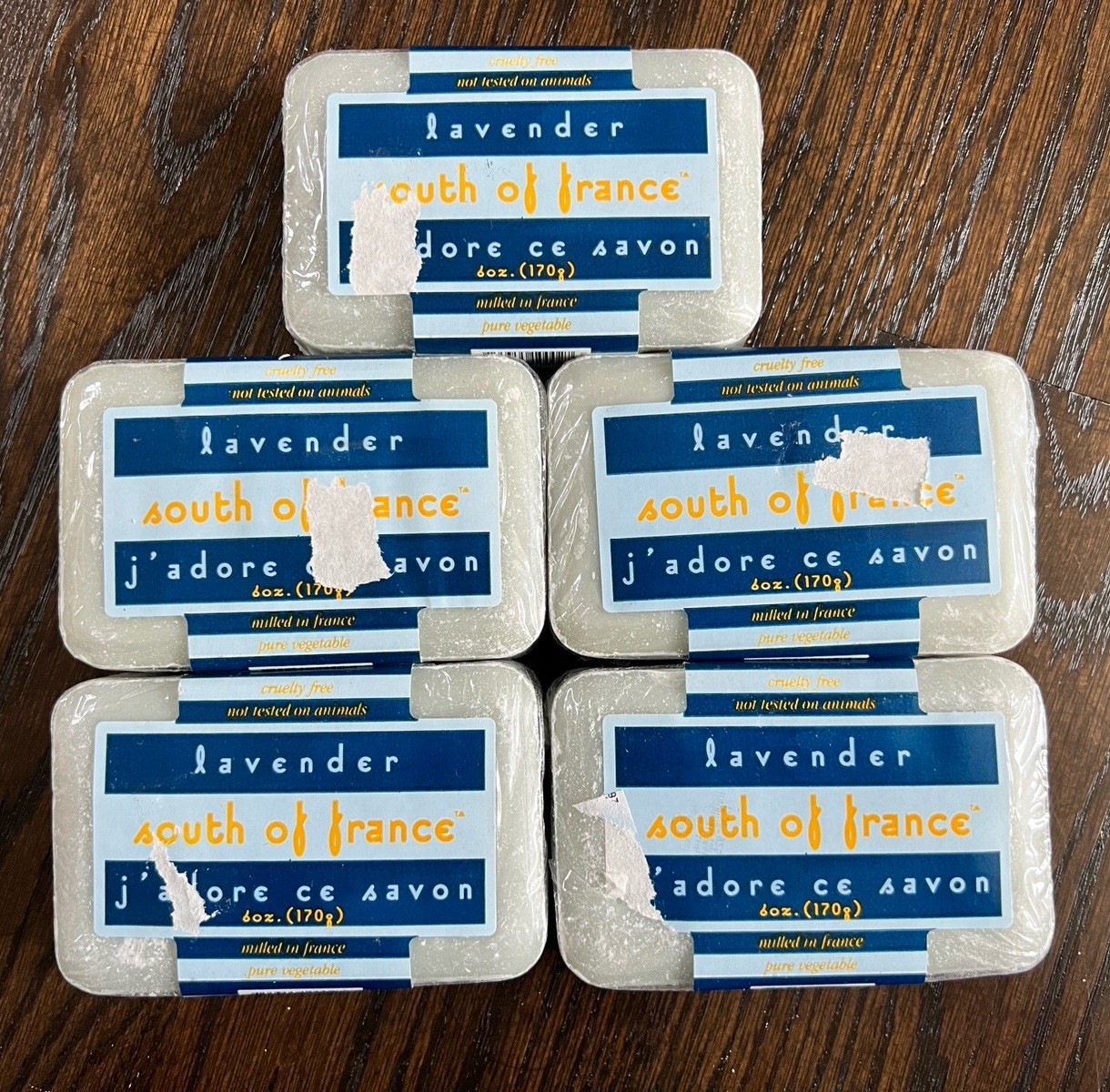 Lot Of 5 South Of France Lavender Milled Bar Soap 6 Oz J’ Adore Ce Savon