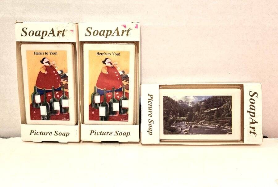 Lot of 3 Soap Art Fragrance Picture Soap Organic 3 oz. New in Box