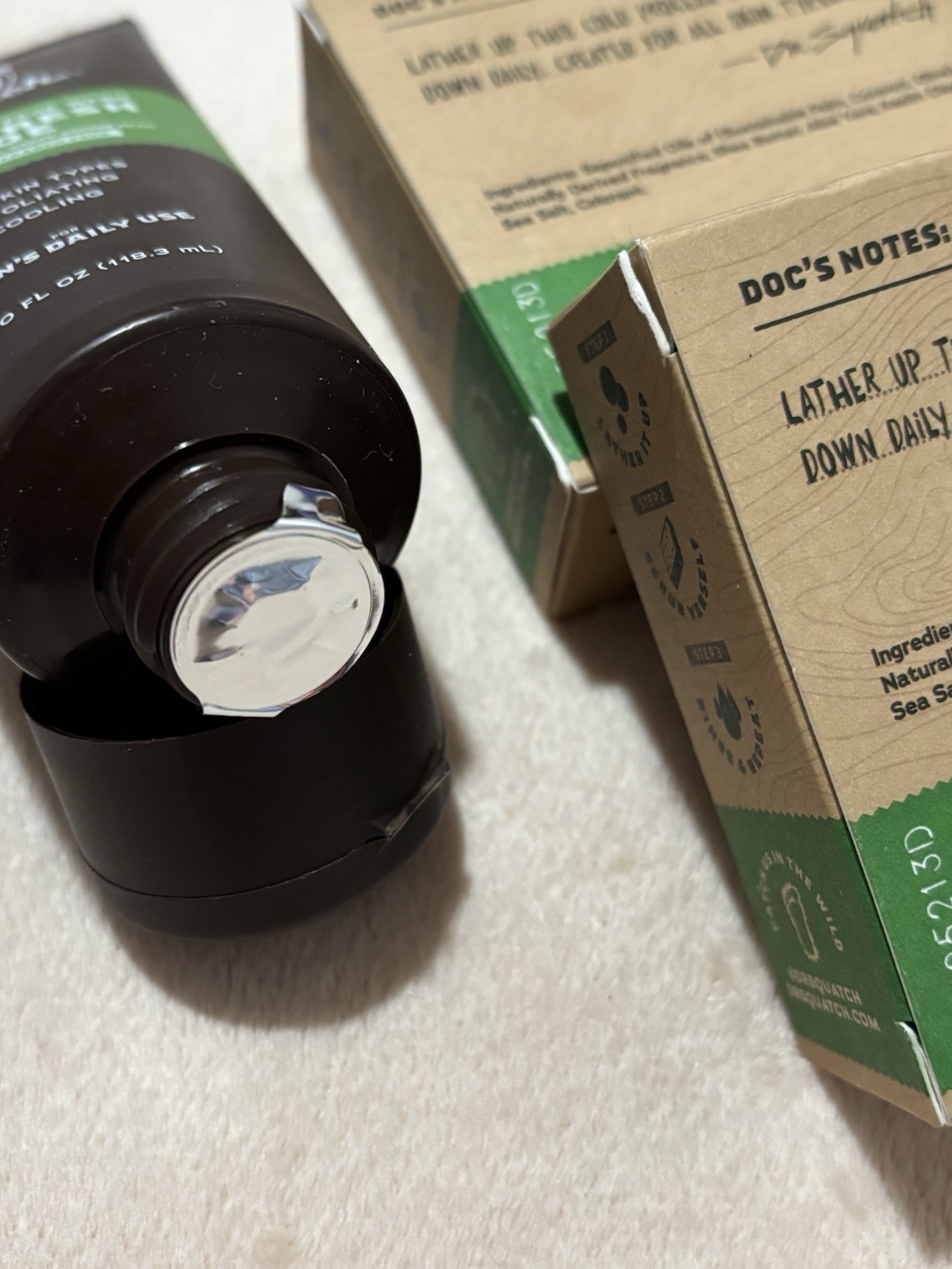 Dr. Squatch Men’s Natural Soap & Face Wash COOL FRESH ALOE Coconut Oil Zero Grit