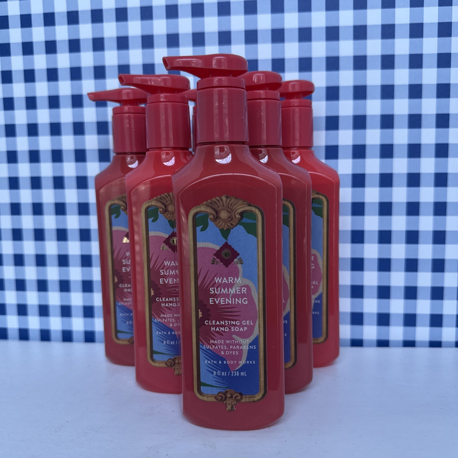 6X ~ Bath Body Works ~ WARM SUMMER EVENING ~ Cleansing Gel Hand Soap