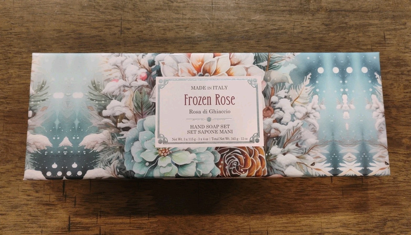 Frozen Rose “Rosa De Ghiaccio” 3x4oz (12oz) Hand Soap Set from ITALY