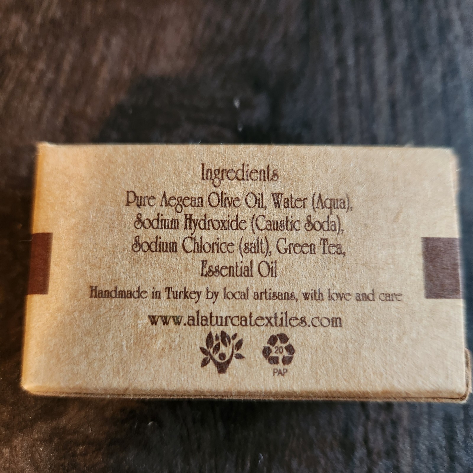 Lot of 5 AlaTurca PUR Olive Oil Soap Bars Green Tea 0.7oz Handmade in Turkey