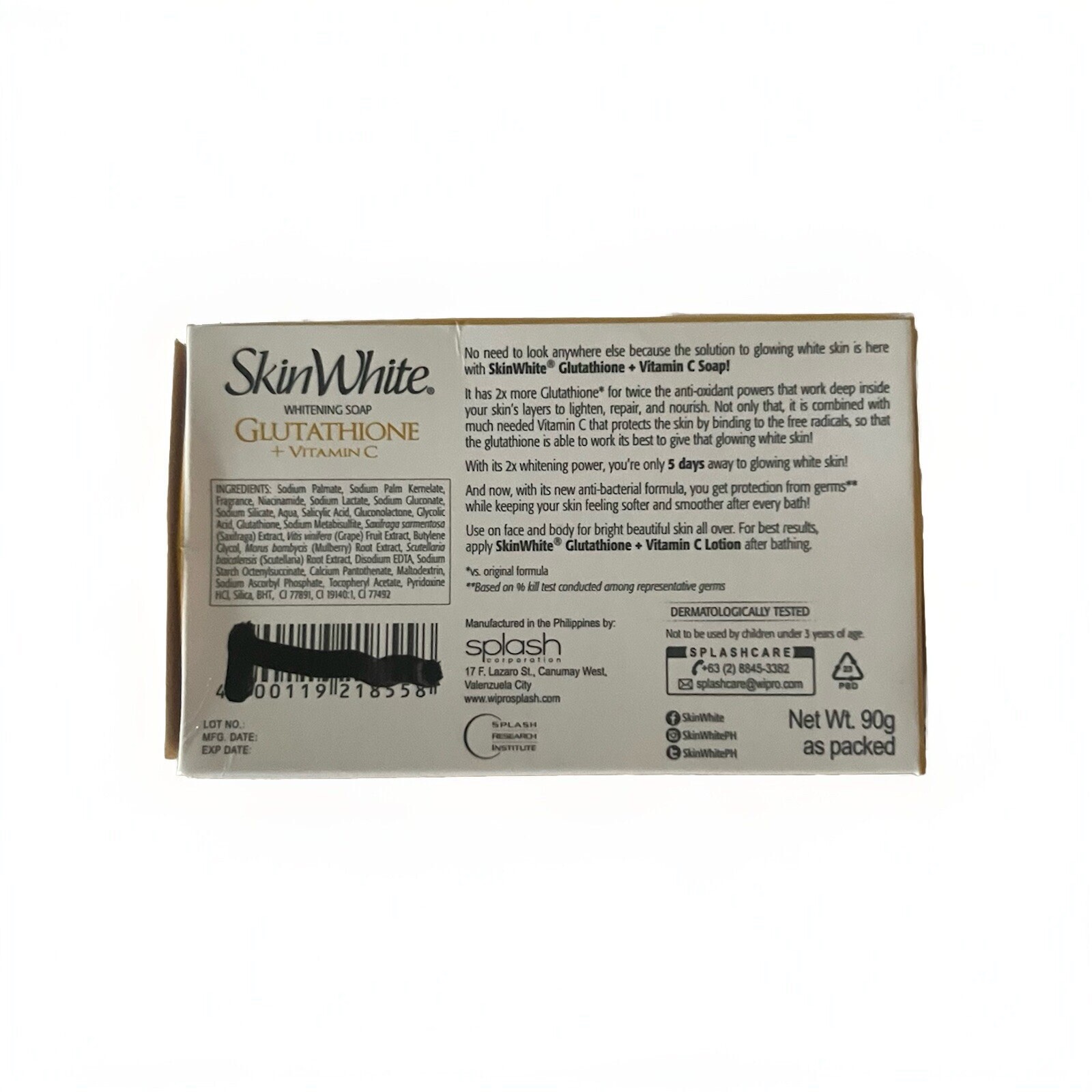 SkinWhite Advanced Power Whitening Glutathione + Vitamin C Soap Bar 90g