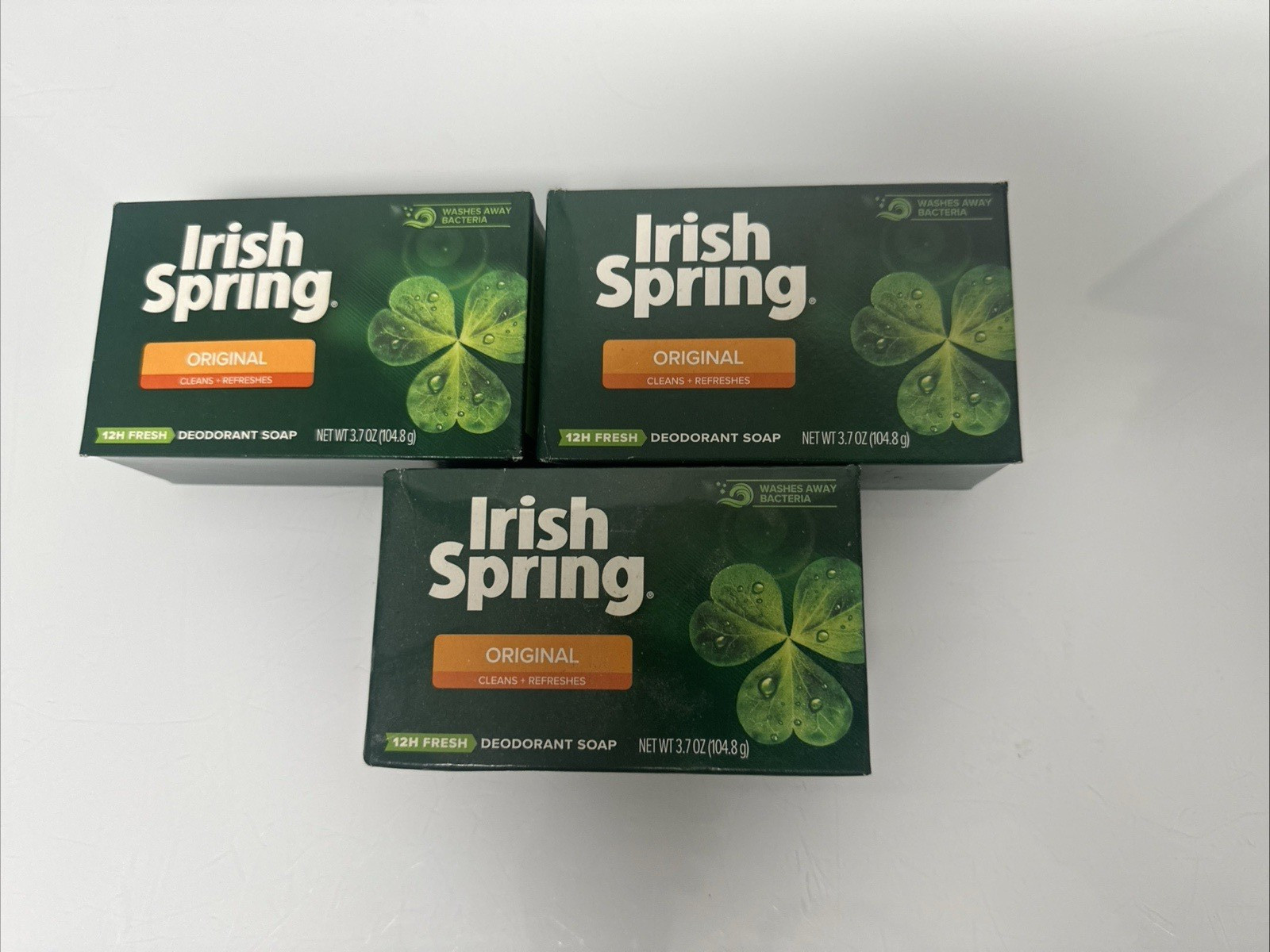 Original Irish Spring Deodorant Soap 3 Bars 3.7 oz No Flaxseed Oil New Sealed