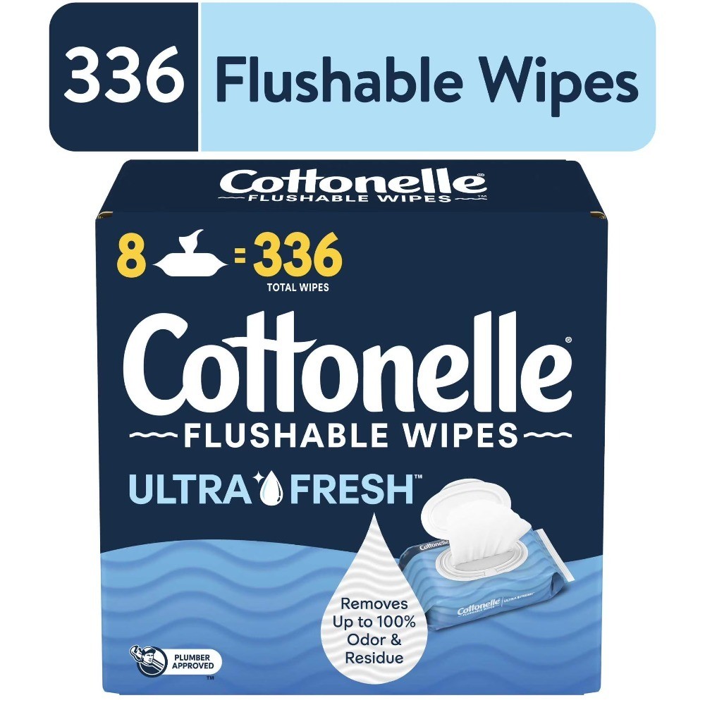 Ultra Fresh Flushable Wet Wipes, 8 Flip-Top Packs