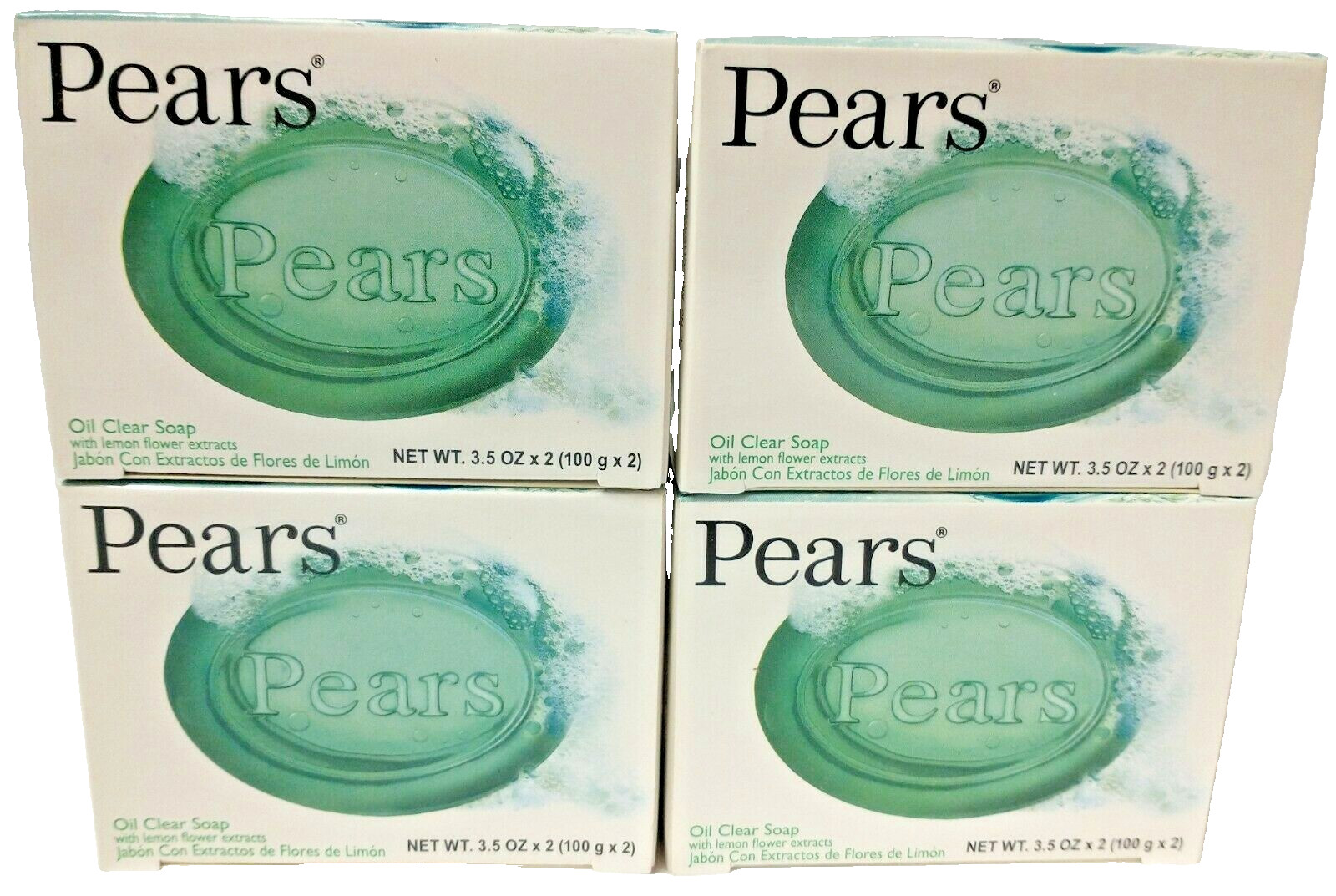 (4) 2 Packs Pears Bar Soap With Lemon Flower Extract Oil Clear Soap 3.5 oz