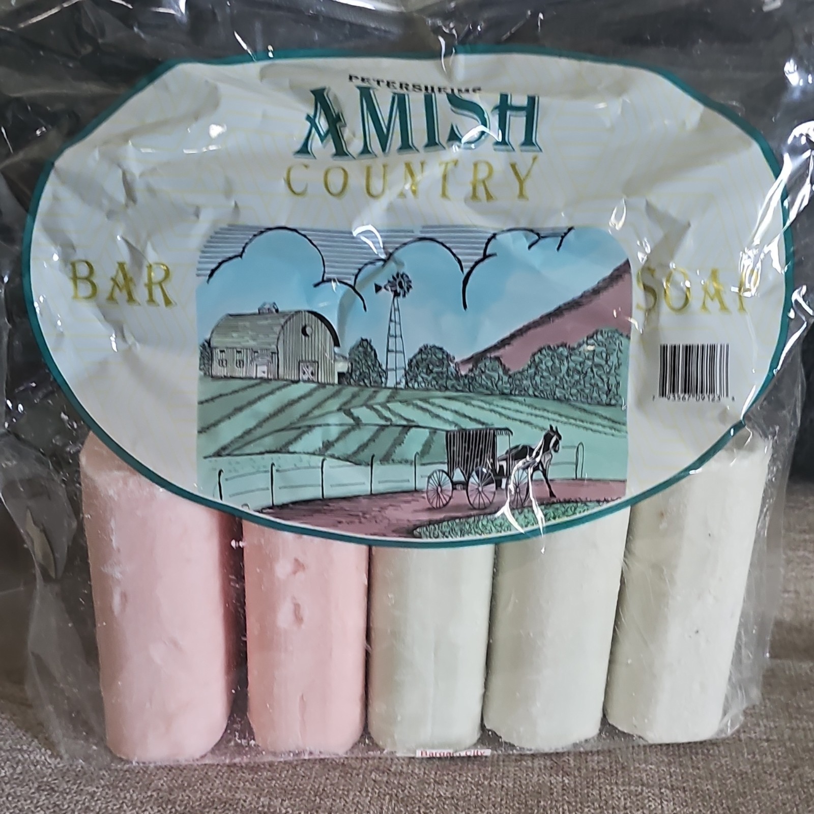 Amish Country Rectangular Bar Soap 5-Pack White Pink Light Green Unisex