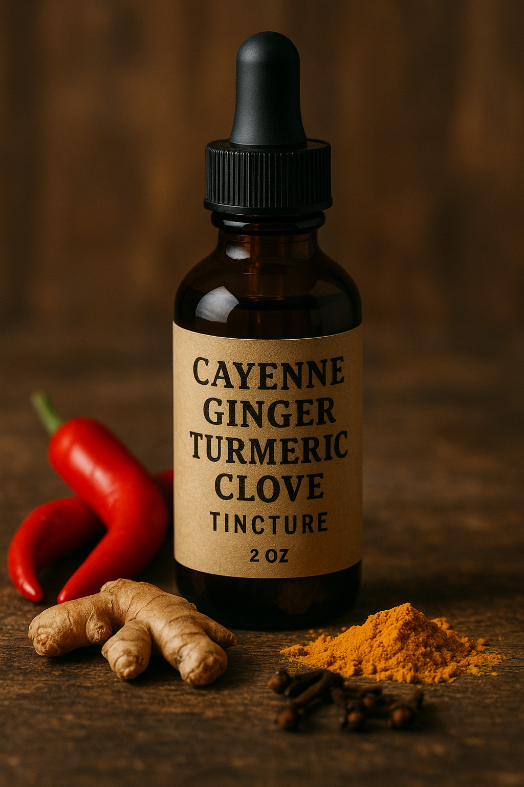 Cayenne Ginger Turmeric Clove Tincture – Warming Herbal Extract for Circulation