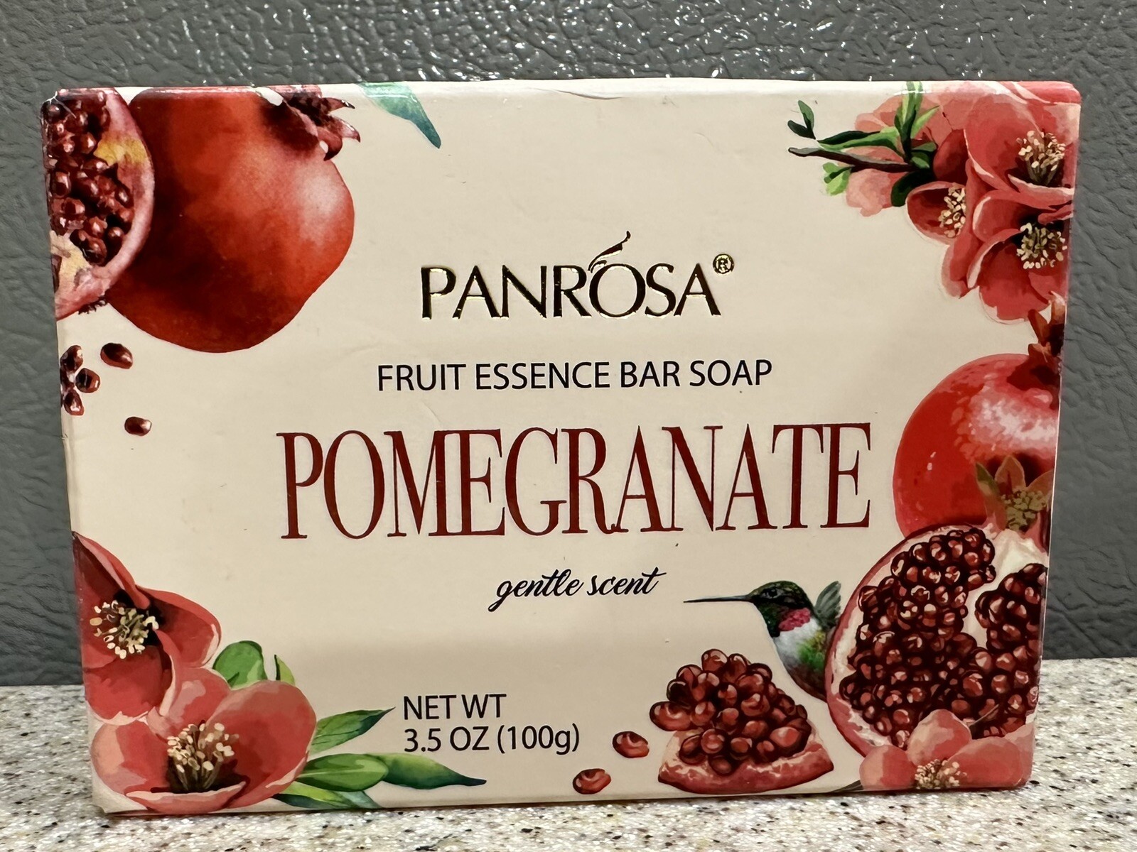 4 New PANROSA Fruit Essence Bar Soaps, POMEGRANATE 3.5oz, MADE IN USA
