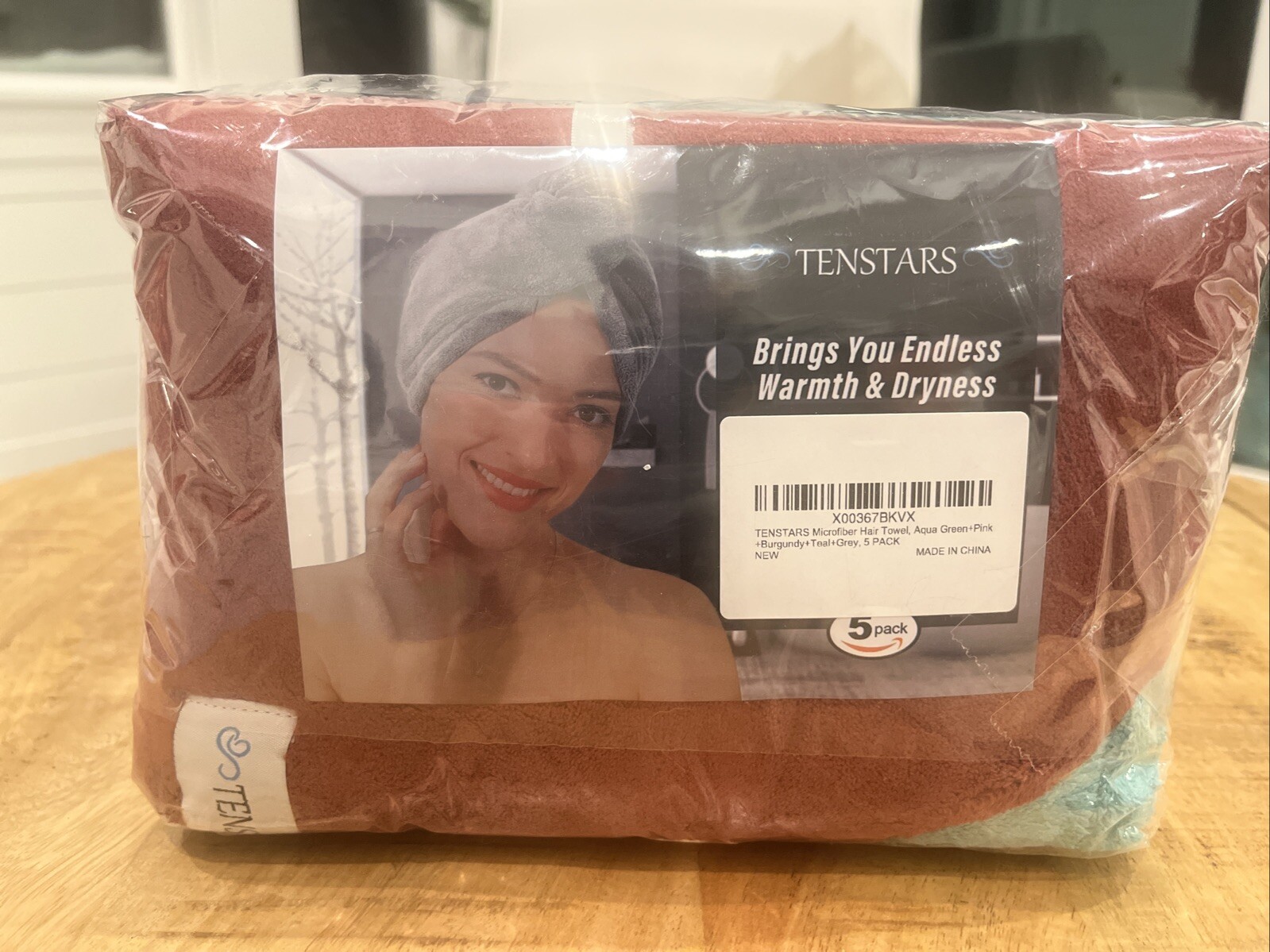 TENSTARS 5 Pack Thicken Microfiber Hair Towels Multicolor NEW