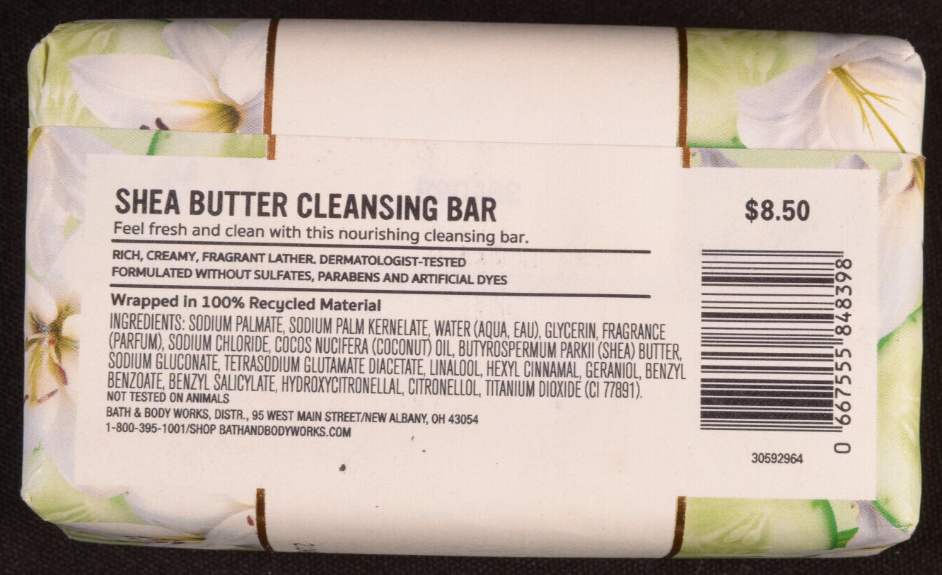 CUCUMBER & LILY Shea Butter Cleansing Bar Soap B&BWs Bath & Body Works 1 Bar