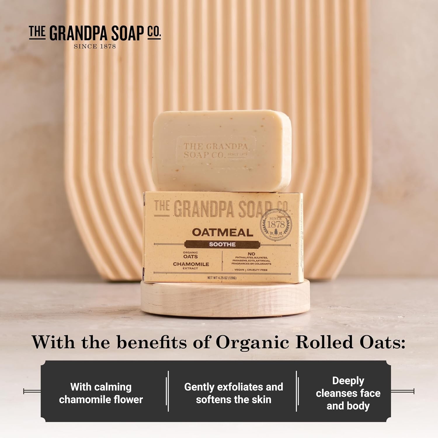 Oatmeal Bar Soap – With Organic Oats + Chamomile Extract, Gently Exfoliates a…