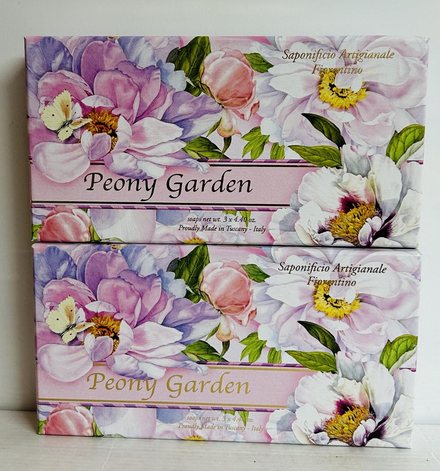 2-Pack Saponificio ~ Peony Garden Bar Soap 6 Bars 4.40 oz Each