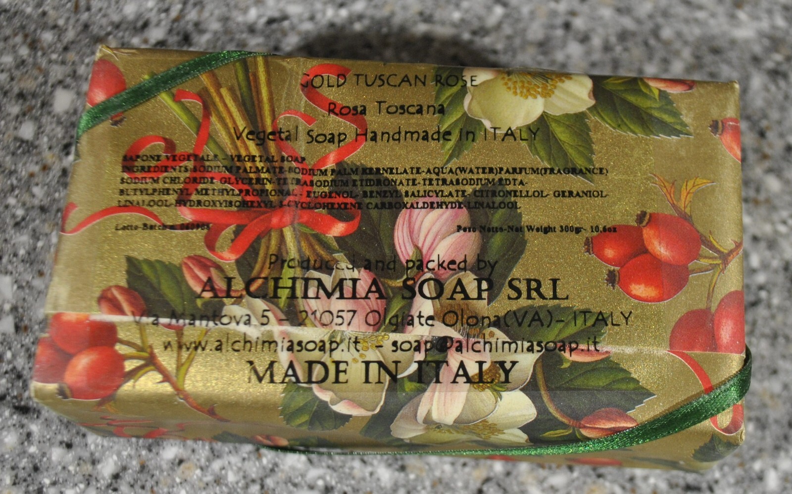 Alchimia Luxury Italian Large Bar Soap Gold Tuscan Rose, 10.6 oz New